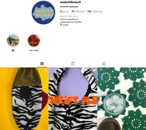 A screenshot of the Instagram profile of Malecki Kreacii