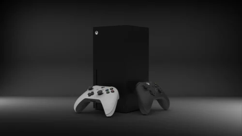 XBox Series X with two controllers
