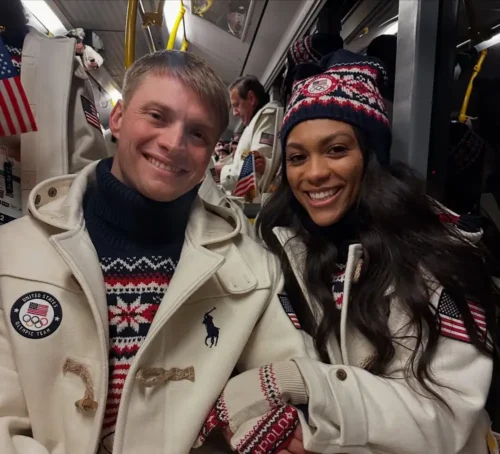 Kaysha Love and Hunter Powell after the opening ceremony