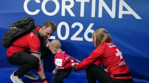 Briar Schwaller-Hürlimann and Yannick Schwaller with their baby
